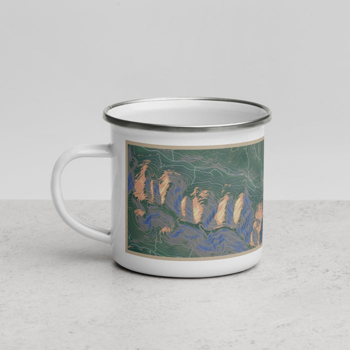 Left View Custom Hunter New York Map Enamel Mug in Afternoon