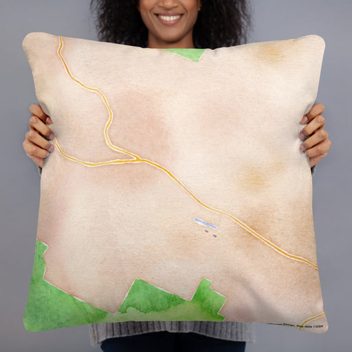 Person holding 22x22 Custom Hunter New York Map Throw Pillow in Watercolor