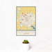 12x18 Huntington Indiana Map Print Portrait Orientation in Woodblock Style With Small Cactus Plant in White Planter