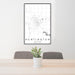 24x36 Huntington Indiana Map Print Portrait Orientation in Classic Style Behind 2 Chairs Table and Potted Plant