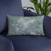 Custom Huntington Indiana Map Throw Pillow in Afternoon on Blue Colored Chair