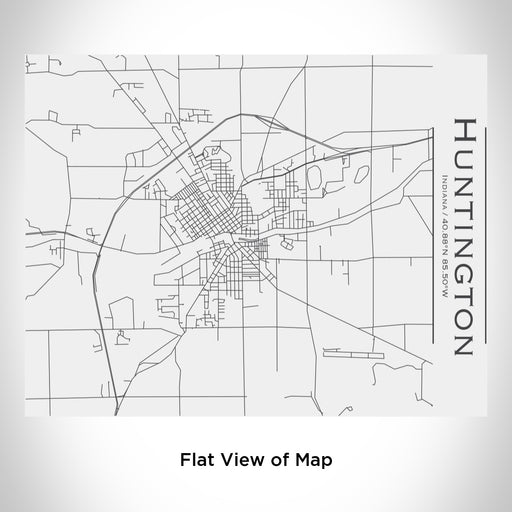 Rendered View of Huntington Indiana Map Engraving on 20oz Stainless Steel Insulated Bottle with Bamboo Top in White