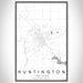 Huntington Indiana Map Print Portrait Orientation in Classic Style With Shaded Background