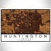 Huntington Indiana Map Print Landscape Orientation in Ember Style With Shaded Background