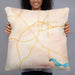 Person holding 22x22 Custom Huntington Indiana Map Throw Pillow in Watercolor