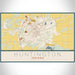 Huntington Indiana Map Print Landscape Orientation in Woodblock Style With Shaded Background