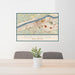 24x36 Huntington West Virginia Map Print Lanscape Orientation in Woodblock Style Behind 2 Chairs Table and Potted Plant