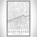 Huntington West Virginia Map Print Portrait Orientation in Classic Style With Shaded Background