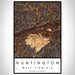 Huntington West Virginia Map Print Portrait Orientation in Ember Style With Shaded Background