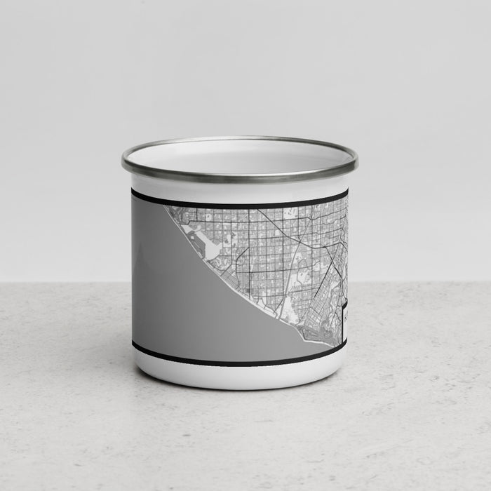 Front View Custom Huntington Beach California Map Enamel Mug in Classic