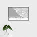 16x24 Huntington Beach California Map Print Landscape Orientation in Classic Style With Tropical Plant Leaves in Water
