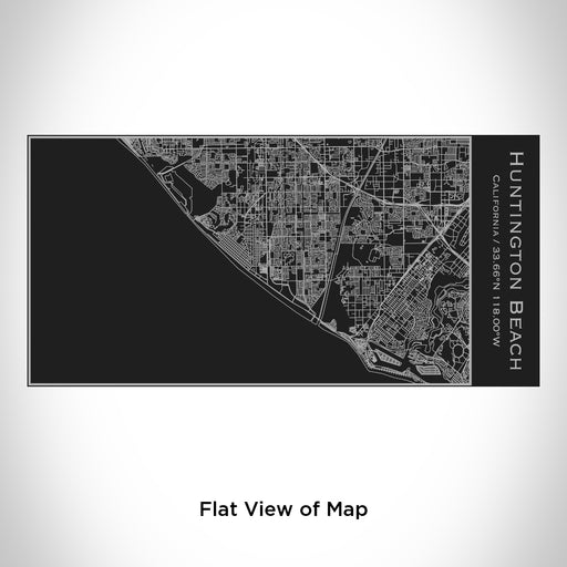 Rendered View of Huntington Beach California Map Engraving on 17oz Stainless Steel Insulated Cola Bottle in Black