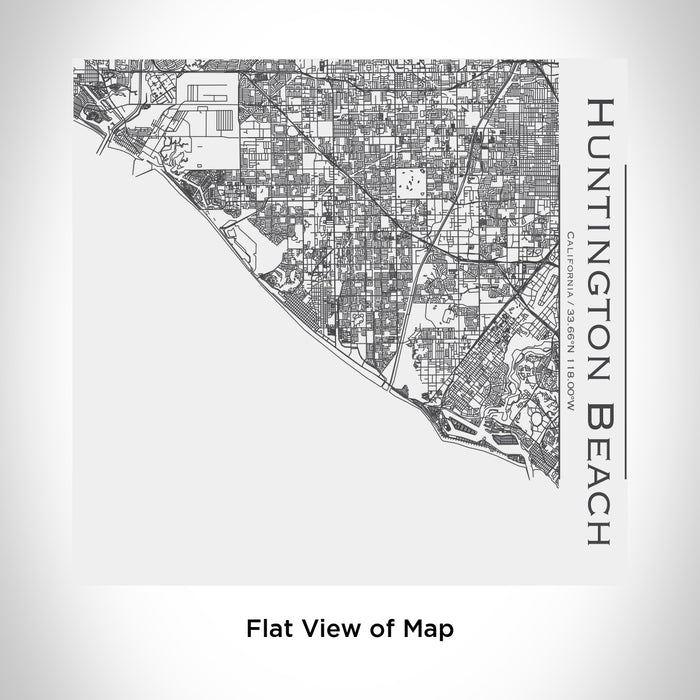 Rendered View of Huntington Beach California Map Engraving on 17oz Stainless Steel Insulated Tumbler in White