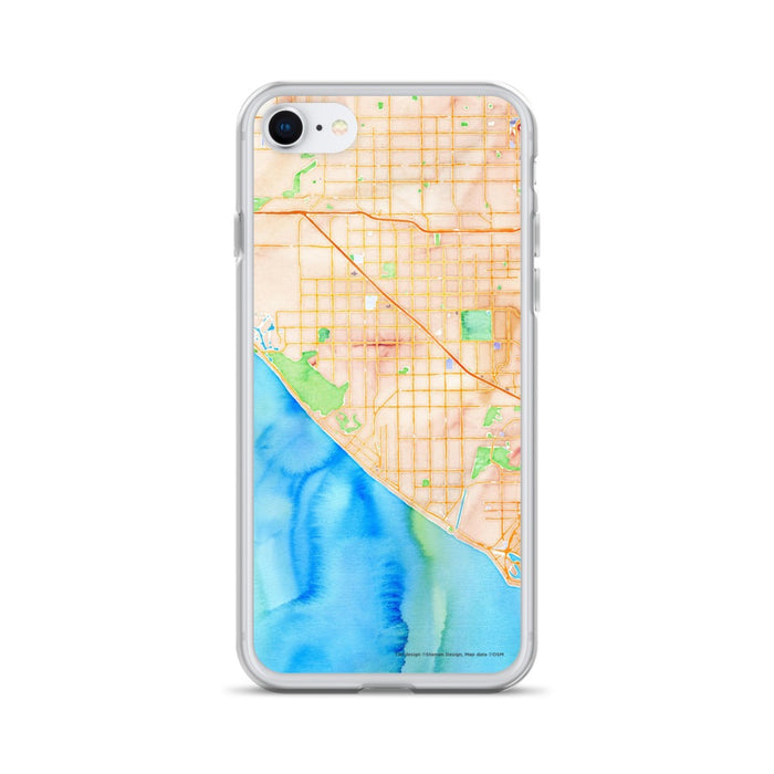 Custom Huntington Beach California Map iPhone SE Phone Case in Watercolor