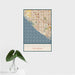 16x24 Huntington Beach California Map Print Portrait Orientation in Woodblock Style With Tropical Plant Leaves in Water