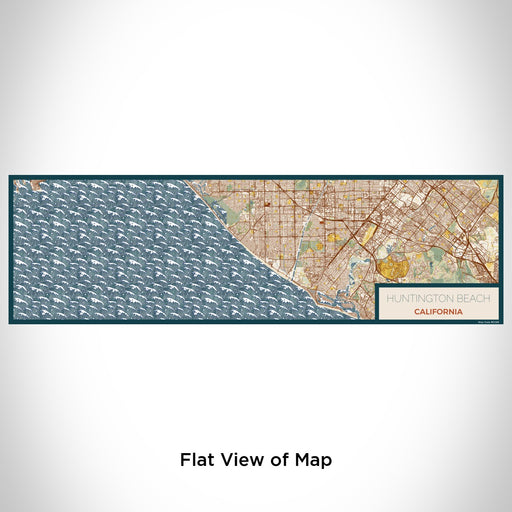 Flat View of Map Custom Huntington Beach California Map Enamel Mug in Woodblock
