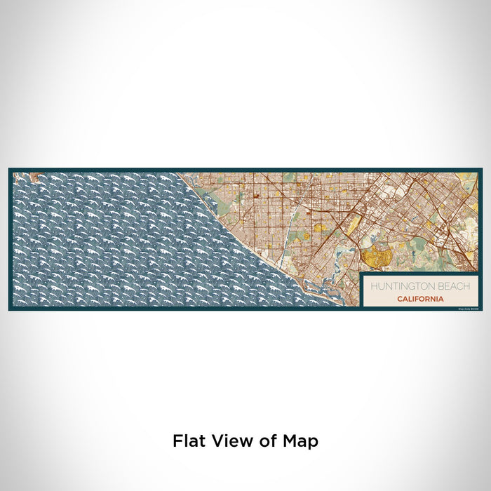 Flat View of Map Custom Huntington Beach California Map Enamel Mug in Woodblock