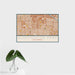 16x24 Huntington Park California Map Print Landscape Orientation in Woodblock Style With Tropical Plant Leaves in Water