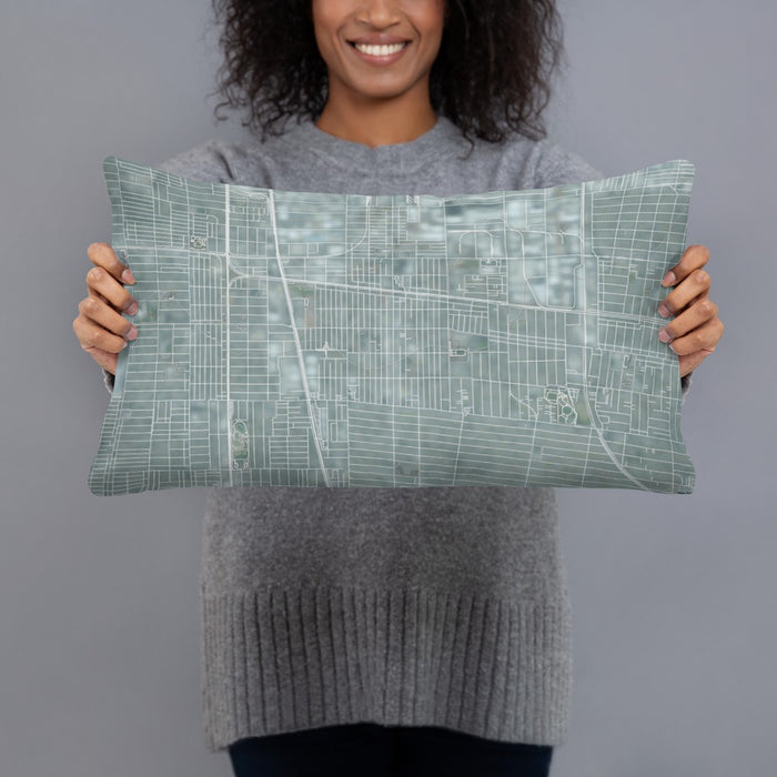 Person holding 20x12 Custom Huntington Park California Map Throw Pillow in Afternoon