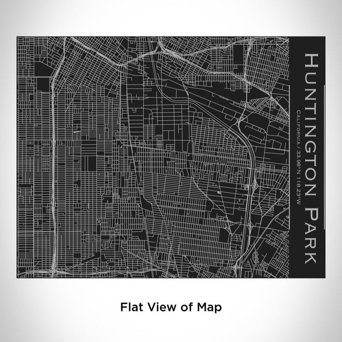 Rendered View of Huntington Park California Map Engraving on 20oz Stainless Steel Insulated Bottle with Bamboo Top in Black