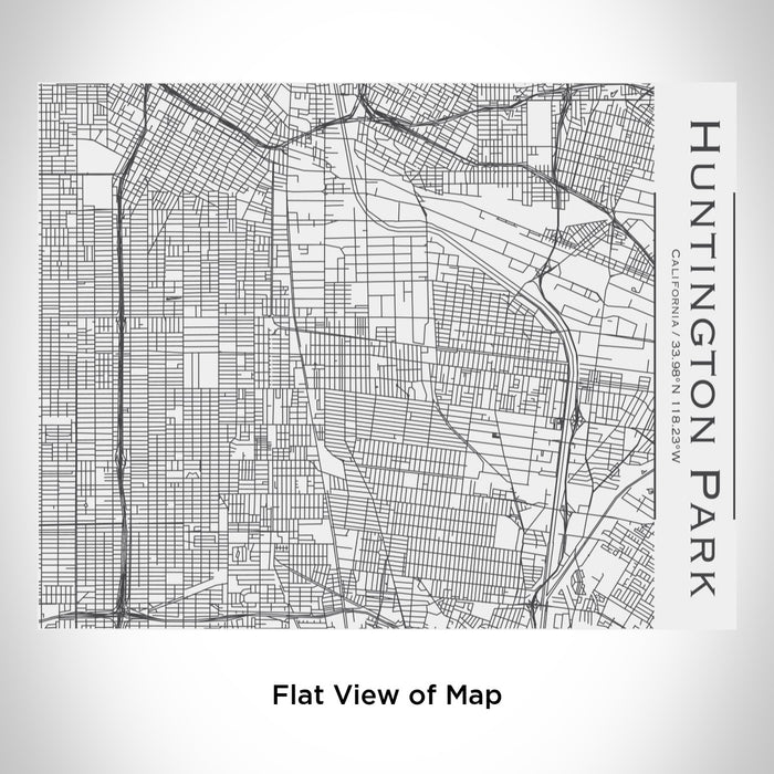 Rendered View of Huntington Park California Map Engraving on 20oz Stainless Steel Insulated Bottle with Bamboo Top in White