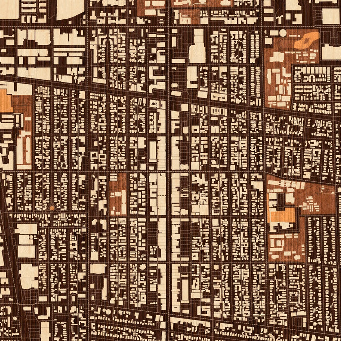 Huntington Park California Map Print in Ember Style Zoomed In Close Up Showing Details