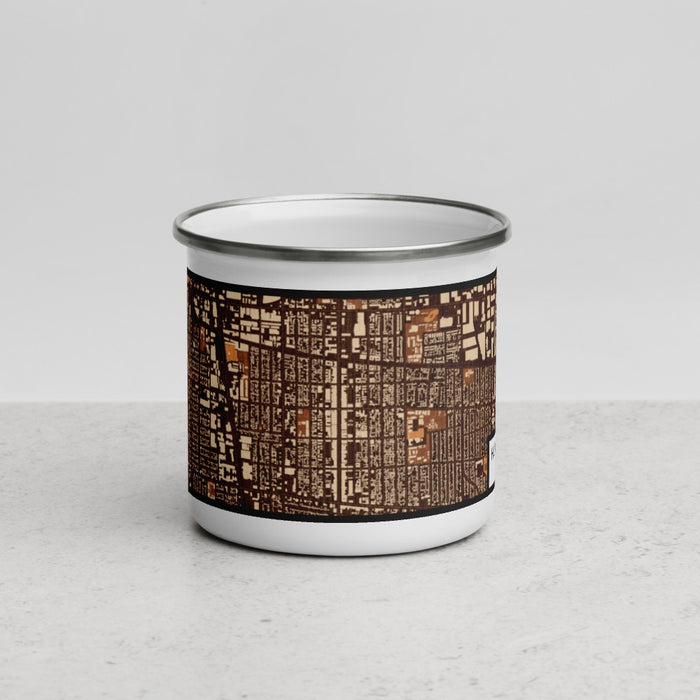 Front View Custom Huntington Park California Map Enamel Mug in Ember