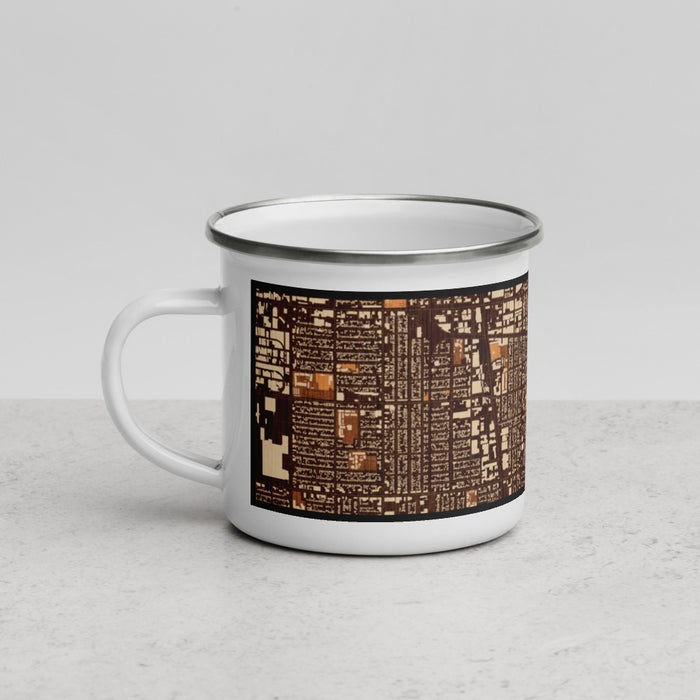Left View Custom Huntington Park California Map Enamel Mug in Ember