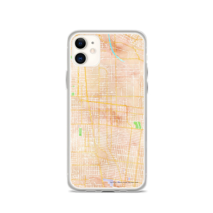 Custom iPhone 11 Huntington Park California Map Phone Case in Watercolor