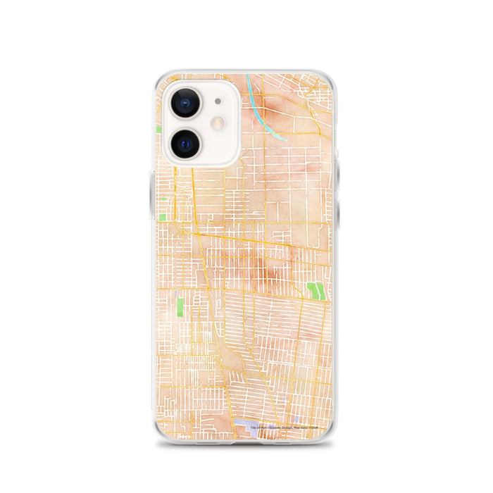 Custom iPhone 12 Huntington Park California Map Phone Case in Watercolor
