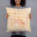 Person holding 18x18 Custom Huntington Park California Map Throw Pillow in Watercolor