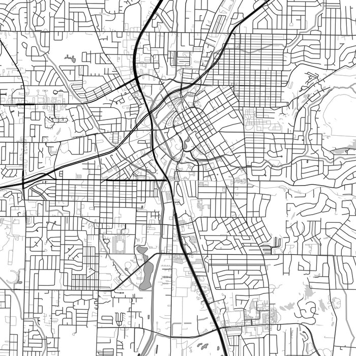 Huntsville Alabama Map Print in Classic Style Zoomed In Close Up Showing Details