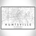 Huntsville Alabama Map Print Landscape Orientation in Classic Style With Shaded Background