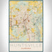 Huntsville Alabama Map Print Portrait Orientation in Woodblock Style With Shaded Background