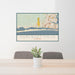 24x36 Hurlburt Field Florida Map Print Lanscape Orientation in Woodblock Style Behind 2 Chairs Table and Potted Plant