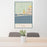 24x36 Hurlburt Field Florida Map Print Portrait Orientation in Woodblock Style Behind 2 Chairs Table and Potted Plant