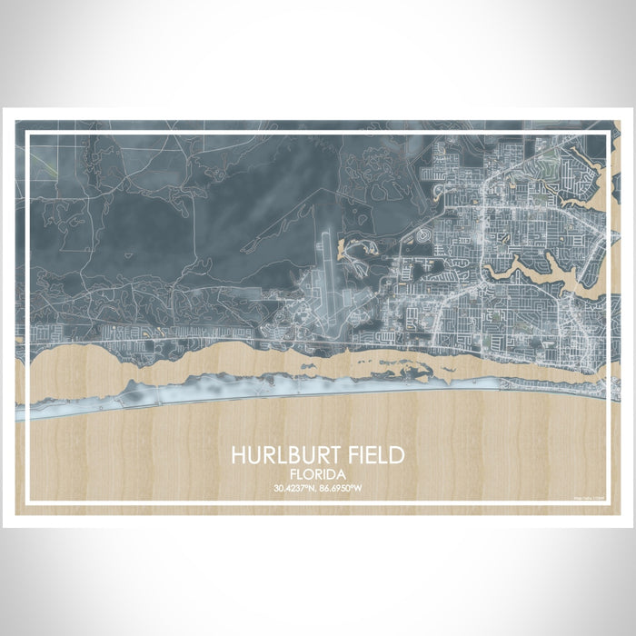 Hurlburt Field Florida Map Print Landscape Orientation in Afternoon Style With Shaded Background