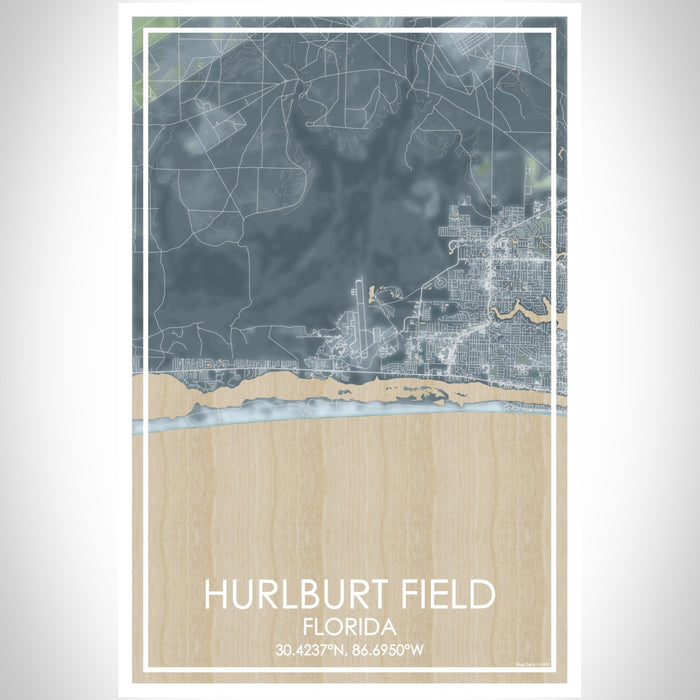 Hurlburt Field Florida Map Print Portrait Orientation in Afternoon Style With Shaded Background