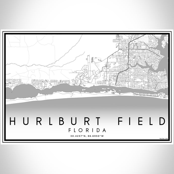 Hurlburt Field Florida Map Print Landscape Orientation in Classic Style With Shaded Background