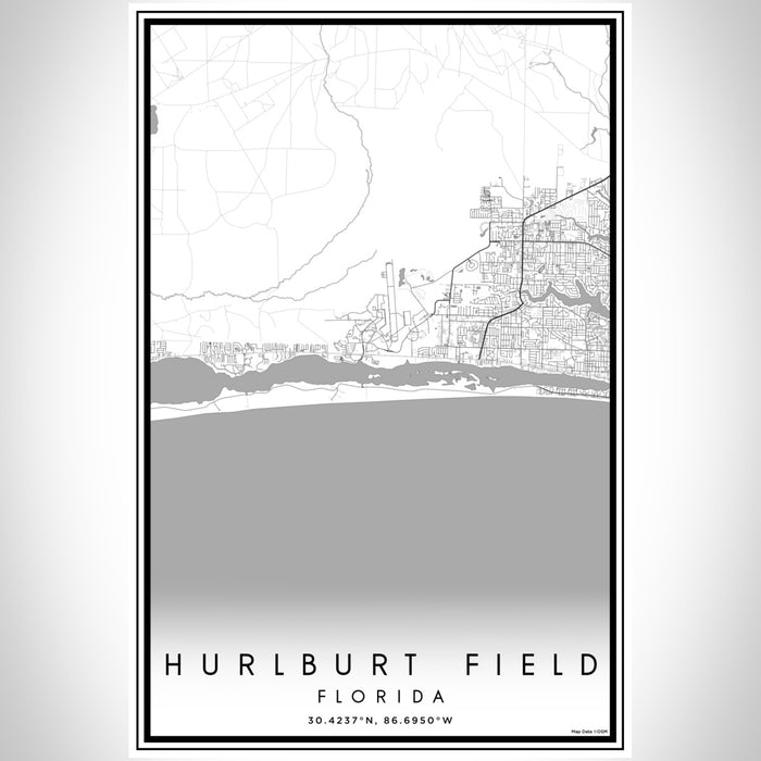 Hurlburt Field Florida Map Print Portrait Orientation in Classic Style With Shaded Background