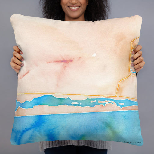 Person holding 22x22 Custom Hurlburt Field Florida Map Throw Pillow in Watercolor