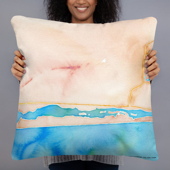 Person holding 22x22 Custom Hurlburt Field Florida Map Throw Pillow in Watercolor