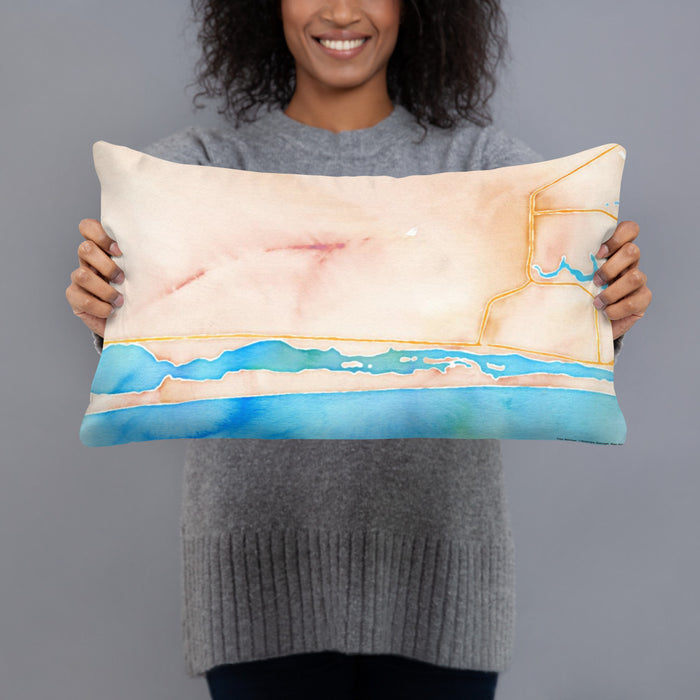 Person holding 20x12 Custom Hurlburt Field Florida Map Throw Pillow in Watercolor