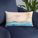 Custom Hurlburt Field Florida Map Throw Pillow in Watercolor on Blue Colored Chair