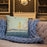 Custom Hurlburt Field Florida Map Throw Pillow in Woodblock on Cream Colored Couch