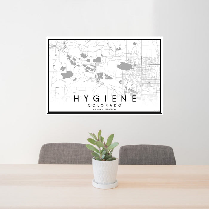 24x36 Hygiene Colorado Map Print Lanscape Orientation in Classic Style Behind 2 Chairs Table and Potted Plant