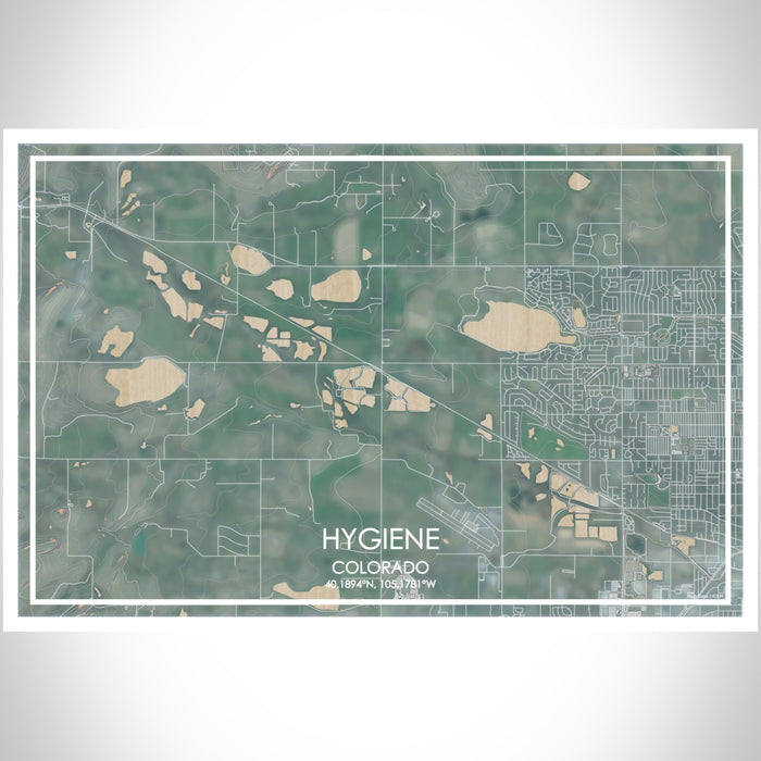 Hygiene Colorado Map Print Landscape Orientation in Afternoon Style With Shaded Background