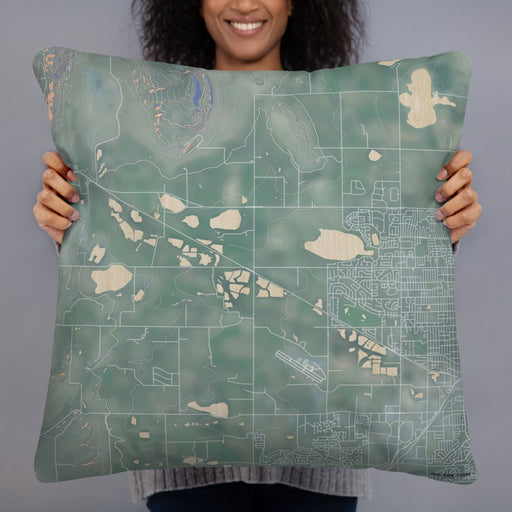 Person holding 22x22 Custom Hygiene Colorado Map Throw Pillow in Afternoon