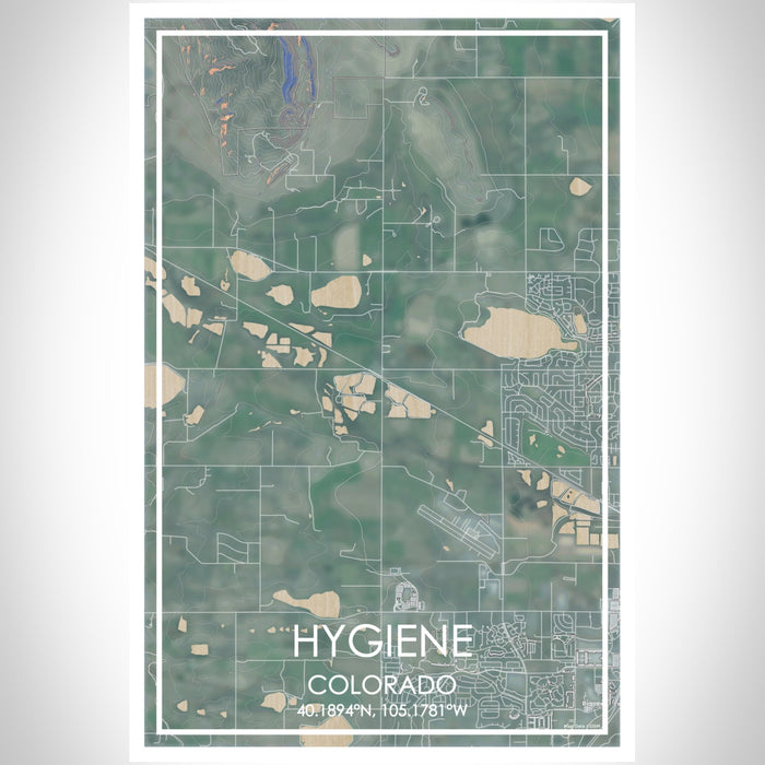 Hygiene Colorado Map Print Portrait Orientation in Afternoon Style With Shaded Background