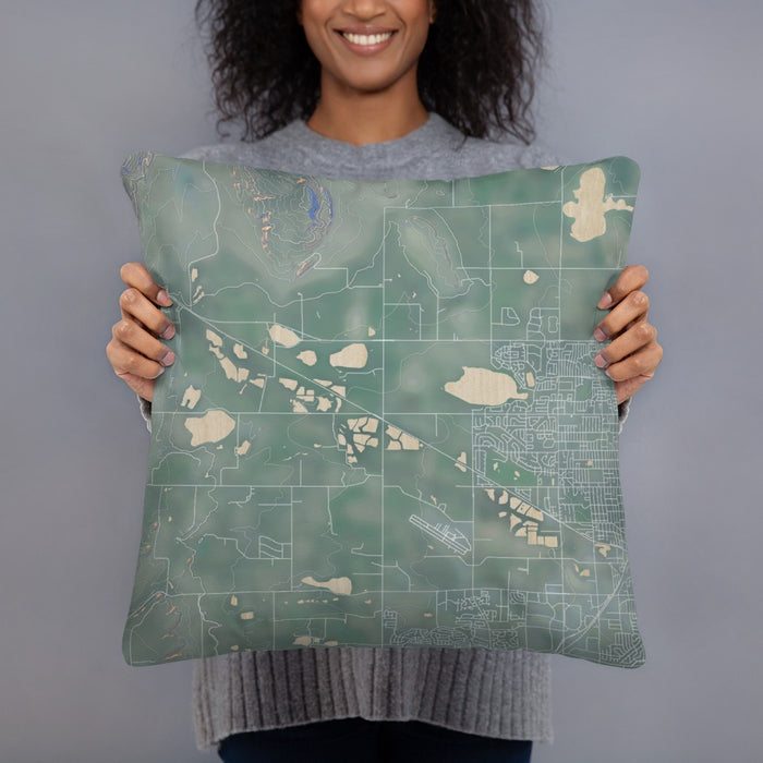 Person holding 18x18 Custom Hygiene Colorado Map Throw Pillow in Afternoon